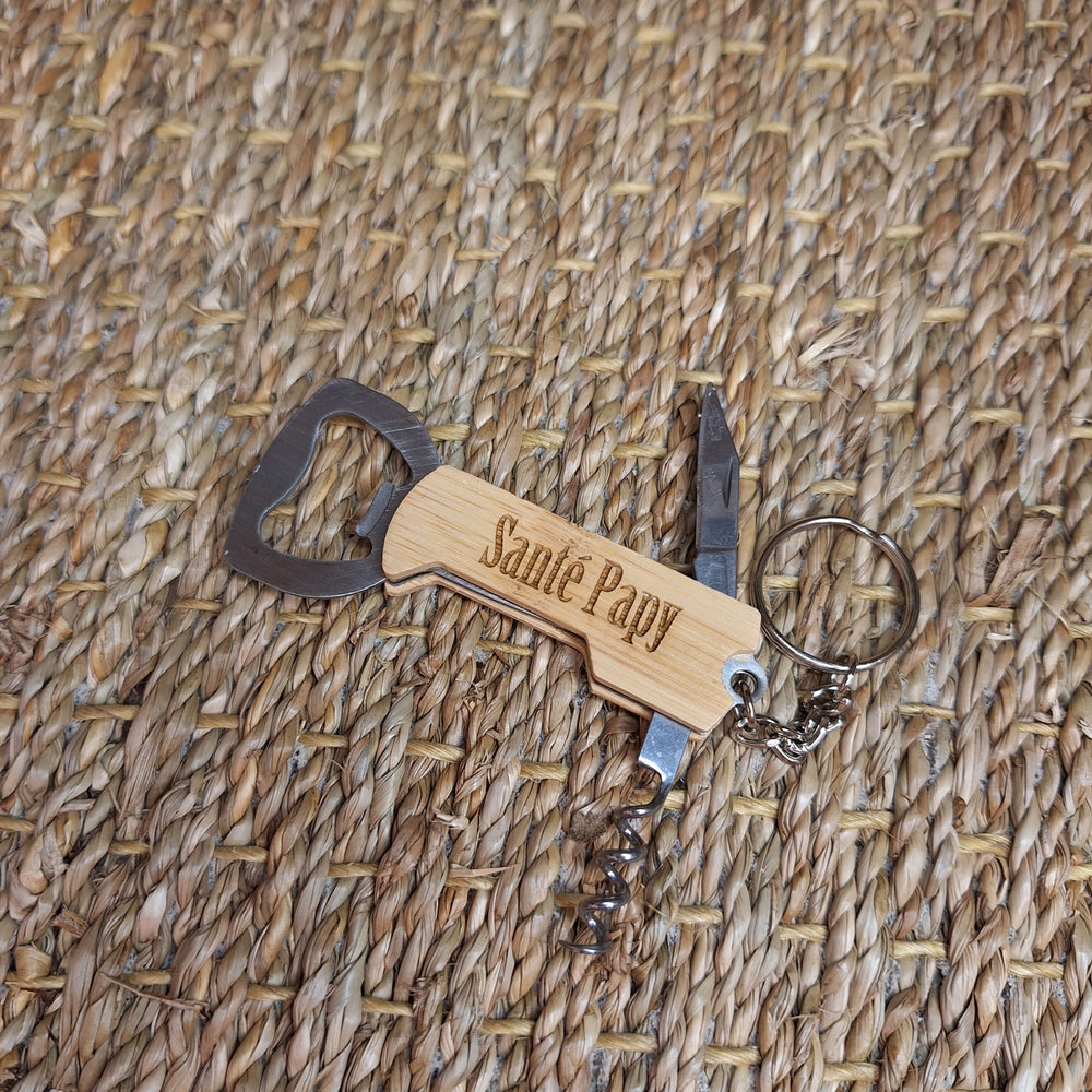 Porte clés décapsuleur en bambou personnalisable