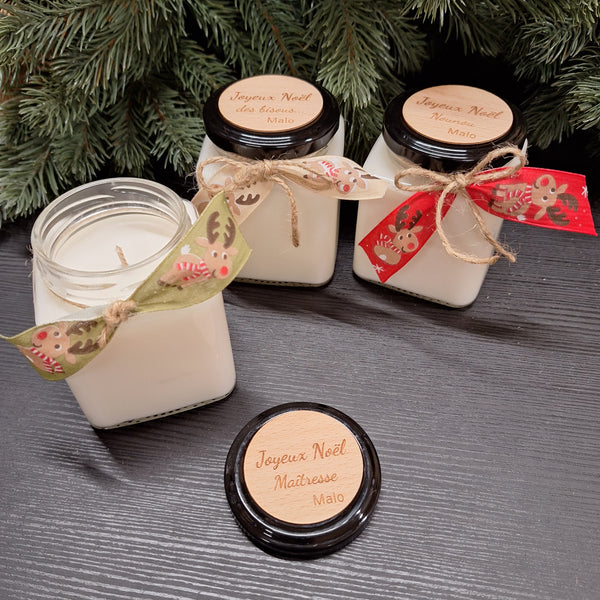 Bougie artisanale ruban renne