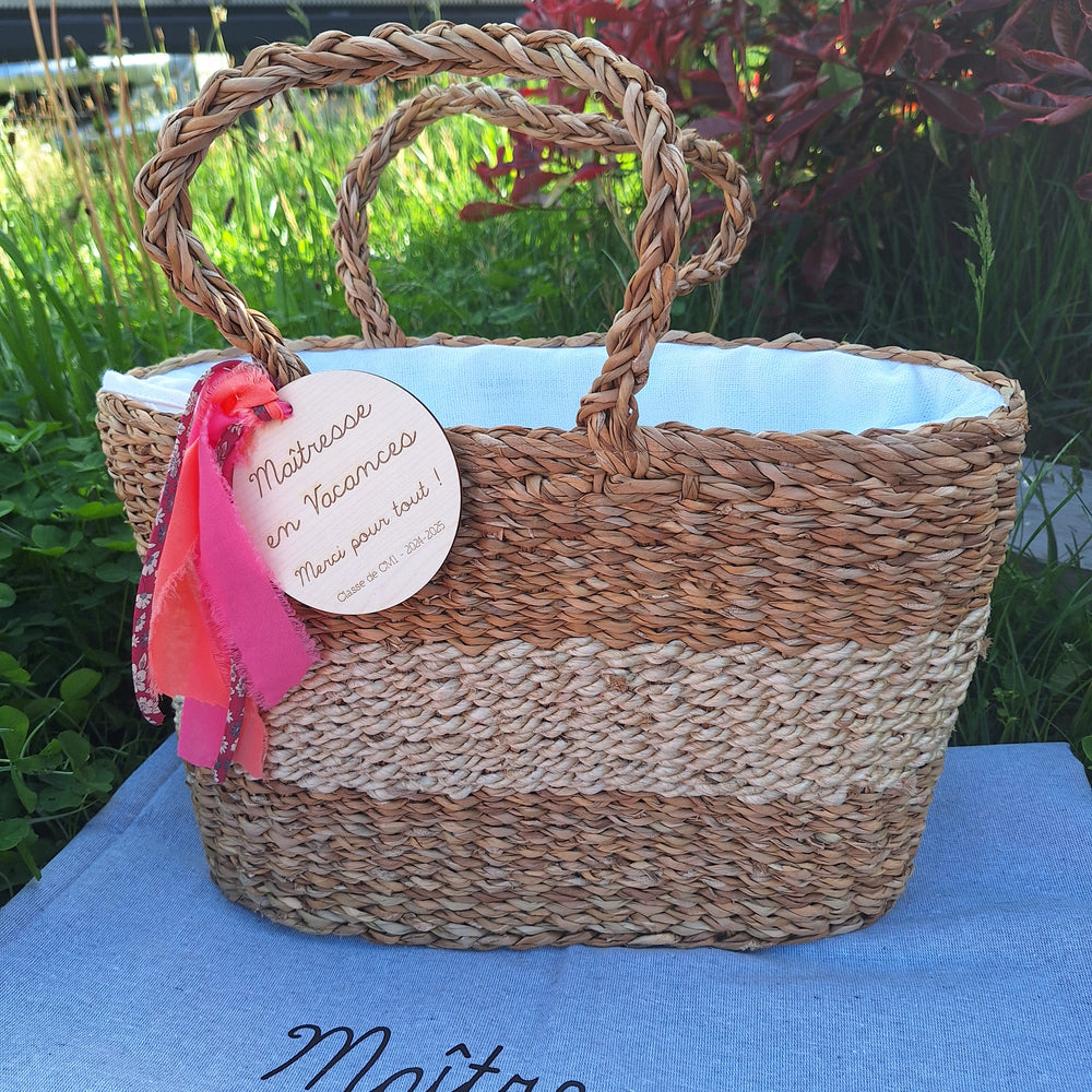 Panier en jonc et jute personnalisable