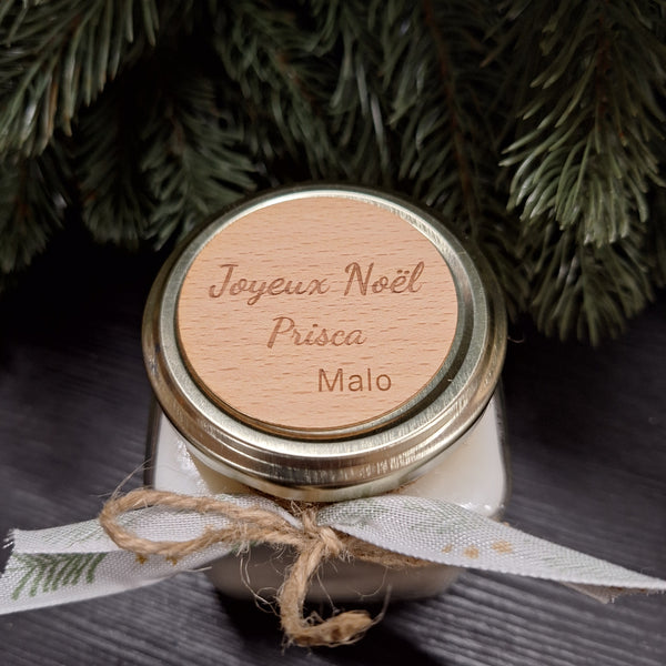 Bougie artisanale ruban sapin