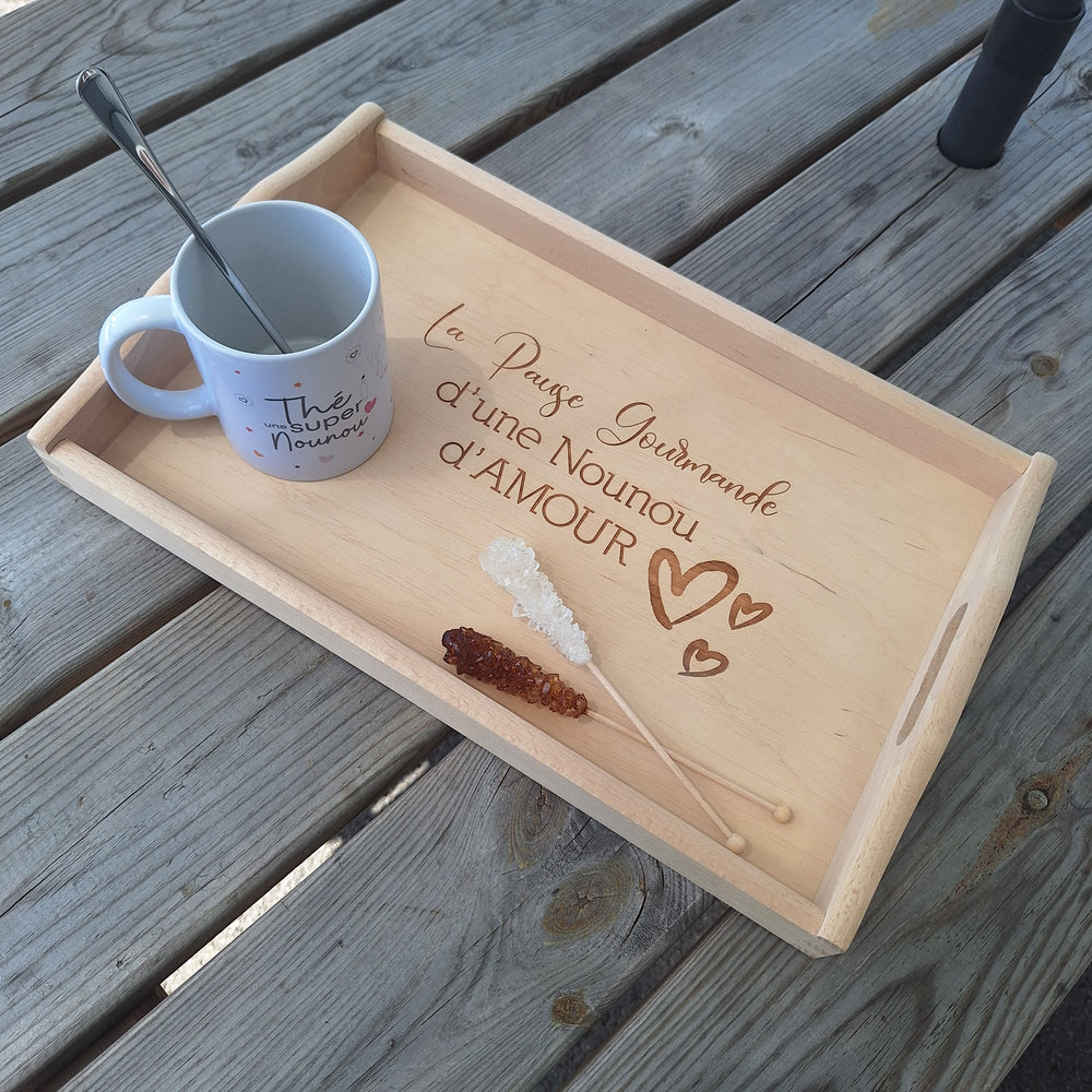 Plateau en bois personnalisable coeur