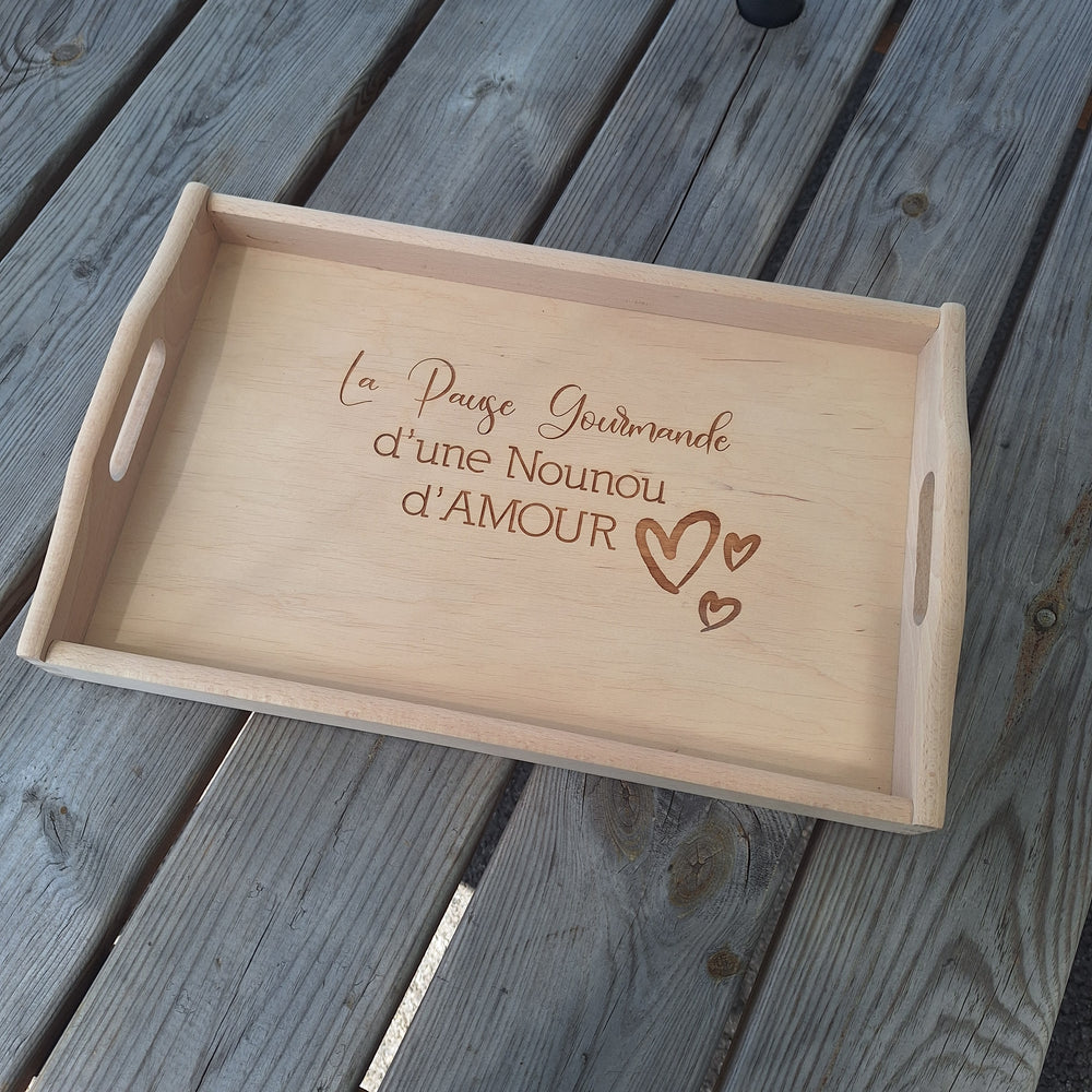 Plateau en bois personnalisable coeur