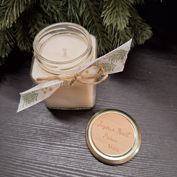 Bougie artisanale ruban sapin