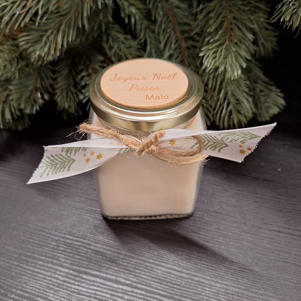 Bougie artisanale ruban sapin