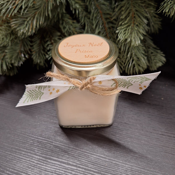 Bougie artisanale ruban sapin