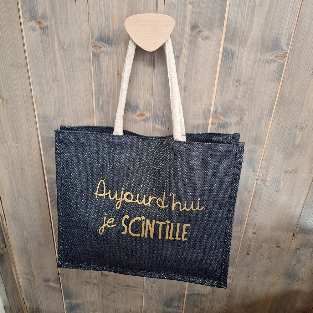 Sac en jute pailletté noir