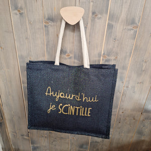 Sac en jute pailletté noir